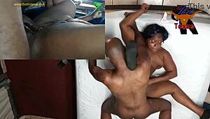 Amateur milf with real large ebony ass gets fucked in public