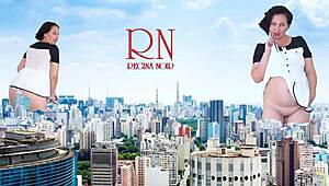 wow giant lady walks city streets without panties, towering like king kong