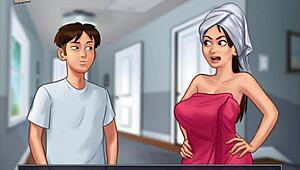 Summertime Saga: Watching Mature Jamie Bathe in the Shower