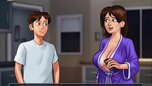 Summertime Saga: Watching Mature Jamie Bathe in the Shower