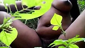 Tribal African Woman Fingering in Woods