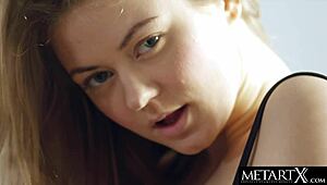 Wow! Cute Blonde Strips Sexy Lingerie to Rub Plump Pussy