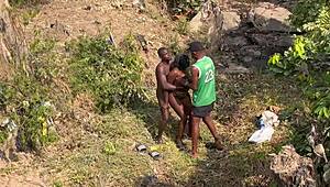 Hey, watch 2 strangers take turns banging this teenage village girl by the river.