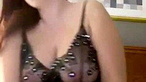 She says, 'Check out these tits, they're amazing'