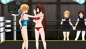 The princess of the ring faces off against her rival in a hot lesbian match