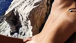 Public beach POV sex with hot young woman