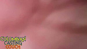 Colombian casting couch sees skinny Latina Carolina’s pussy stretched