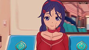 Мита жестко трахается в сцене метро из хентай пародии Мисайд 2025