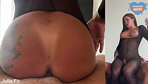Watch This Latina Bodybuilder's Hairy Asshole Cum from Intense Anal Riding!