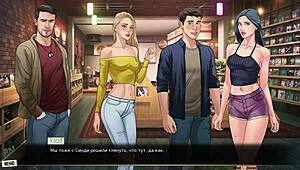 Big nipples and big ass in a hot anime game with cock and fingering action