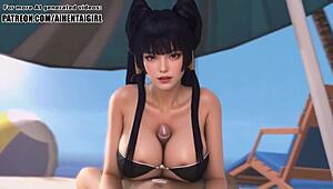 Dead Or Alive Nyotengu Cosplay Titjob Uncensored