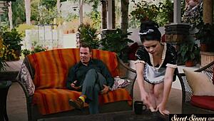 Classy Teen Gets Jizzed on Pussy in Taboo Maid Roleplay Scene