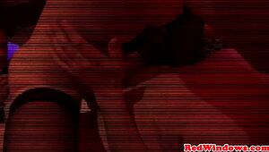 Dicksucking Amsterdam Hooker Jizzed on Tits by Tourist in Stockings