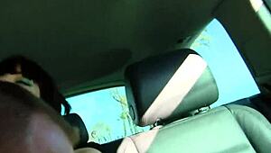 Petite babe gives public handjob and blowjob in lingerie