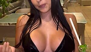 latina girlfriend gets intensely fucked on first date with cum in big tits