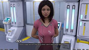 i'm stranded in space, stretching with this big boobs milf.