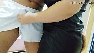 Amateurs in Stockings Grind Cock Doggy Style with Nerd Dryhumping