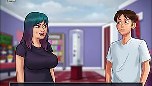 Pieni rintainen 18+ nuori sarjakuvassa Summertime Saga