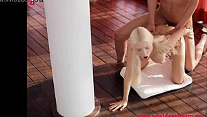 Thin Beautiful Blonde Gets Her Tight Hole Fucked Hard On A Tall Pole.