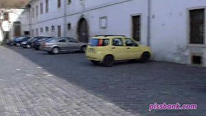 Very Public Peeing Session in Open Outdoor Spot