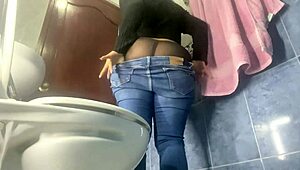 My stepmom's huge botin caught on camera in bathroom.