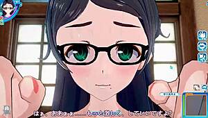 Koikatsu Sunshine: Glasses Plain Girl In Face-To-Face Sitting Position With Intense Action