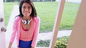 Skinny Babe Gets Her Tight Pussy Pounded With A Long Hard Cock.