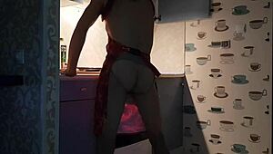 Jasper cooks in the kitchen