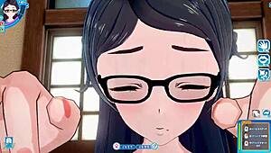Koikatsu Sunshine: Glasses Plain Girl In Face-To-Face Sitting Position With Intense Action