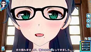 Koikatsu Sunshine: Glasses Plain Girl In Face-To-Face Sitting Position With Intense Action