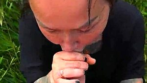 deep throating pov blowjob in outdoor field