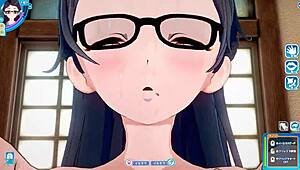 Koikatsu Sunshine: Glasses Plain Girl In Face-To-Face Sitting Position With Intense Action