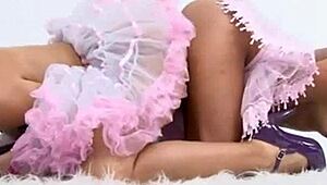 Topless Latin ballerina teens with Little Lorie in a sensual scene