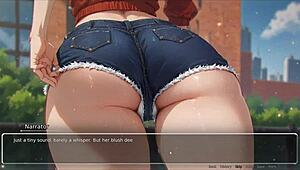 Girlfriend exposes ass in hentai game