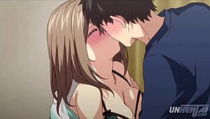 I-I can't believe my busty classmate begged for sex after our breakup, fingering herself in this hentai subtitled video.