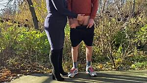 What My Stepson-in-Law Forces Me into with Kinky Nylon Handjob Outdoors