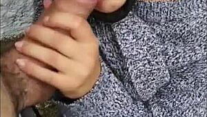 Risky hot blowjob hits the street in daring public action