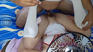 nurse ditches work for halloween night fucking in homemade video