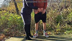 What My Stepson-in-Law Forces Me into with Kinky Nylon Handjob Outdoors