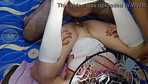 nurse ditches work for halloween night fucking in homemade video