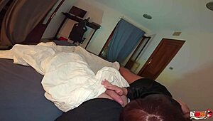 Sharing a bed with hot milf stepmom and fucking her pussy