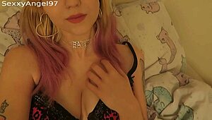 She undresses for my VIP Patreon, showing big tits and masturbating