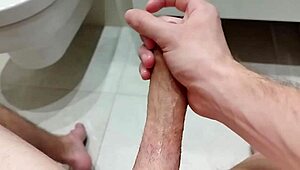 Masturbating and cumming in the bathroom