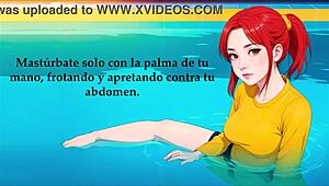 Naughty Hentai Joi Teases at Pool in Spanish