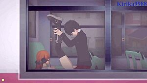 Futaba Sakura, Ann Takamaki, Ren Amamiya Intense Hentai Sex