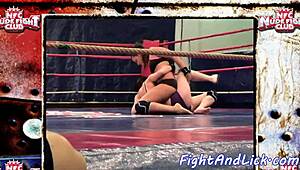 European babes wrestling and licking in boxing ring 😘