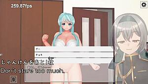 Undressing rock-paper-scissors game with neighbor girlfriend in anime