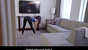 Povmom4k - Stepson Fucks Abby Lee Brazil's Big Tits on Camera.