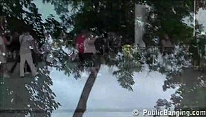 Extreme public threesome orgy under the Eiffel Tower in Paris with risky fucking.