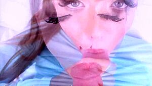 Close up and personal oral action with Ashley Red and Sky Pierce